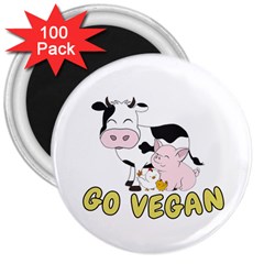 Friends Not Food - Cute Pig And Chicken 3  Magnets (100 Pack) by Valentinaart