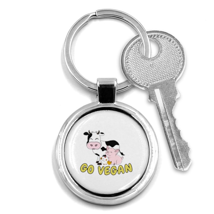 Friends Not Food - Cute Pig and Chicken Key Chains (Round) 