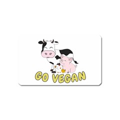 Friends Not Food - Cute Pig And Chicken Magnet (name Card) by Valentinaart