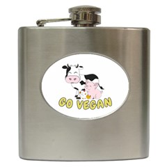 Friends Not Food - Cute Pig And Chicken Hip Flask (6 Oz) by Valentinaart