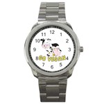 Friends Not Food - Cute Pig and Chicken Sport Metal Watch Front