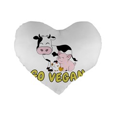 Friends Not Food - Cute Pig And Chicken Standard 16  Premium Heart Shape Cushions by Valentinaart