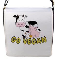 Friends Not Food - Cute Pig And Chicken Flap Messenger Bag (s) by Valentinaart