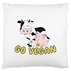 Friends Not Food - Cute Pig And Chicken Large Flano Cushion Case (one Side) by Valentinaart