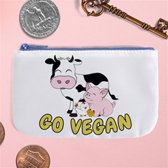 Friends Not Food - Cute Pig And Chicken Large Coin Purse by Valentinaart