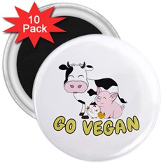 Friends Not Food - Cute Pig And Chicken 3  Magnets (10 Pack)  by Valentinaart