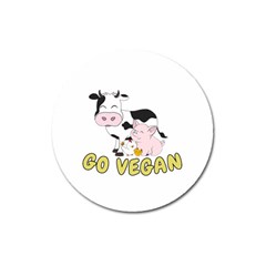 Friends Not Food - Cute Pig And Chicken Magnet 3  (round) by Valentinaart