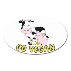 Friends Not Food - Cute Pig And Chicken Oval Magnet by Valentinaart