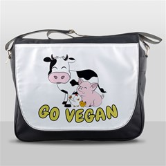 Friends Not Food - Cute Pig And Chicken Messenger Bags by Valentinaart