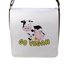 Friends Not Food - Cute Pig And Chicken Flap Messenger Bag (l)  by Valentinaart