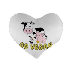 Friends Not Food - Cute Pig And Chicken Standard 16  Premium Flano Heart Shape Cushions by Valentinaart