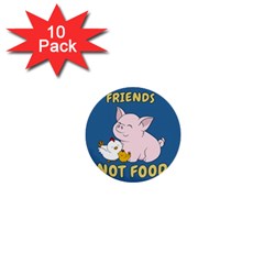 Friends Not Food - Cute Pig And Chicken 1  Mini Buttons (10 Pack)  by Valentinaart