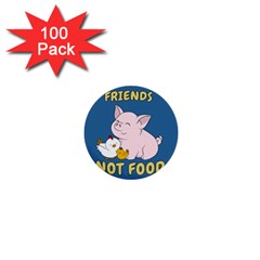 Friends Not Food - Cute Pig And Chicken 1  Mini Buttons (100 Pack)  by Valentinaart