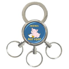 Friends Not Food - Cute Pig And Chicken 3-ring Key Chains by Valentinaart