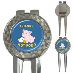 Friends Not Food - Cute Pig And Chicken 3-in-1 Golf Divots by Valentinaart