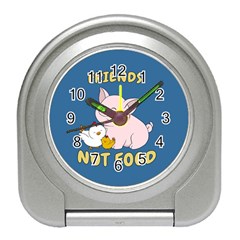 Friends Not Food - Cute Pig And Chicken Travel Alarm Clocks by Valentinaart