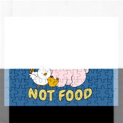 Friends Not Food - Cute Pig And Chicken Rectangular Jigsaw Puzzl by Valentinaart