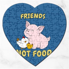 Friends Not Food - Cute Pig And Chicken Jigsaw Puzzle (heart) by Valentinaart