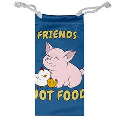 Friends Not Food - Cute Pig And Chicken Jewelry Bag by Valentinaart