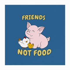 Friends Not Food - Cute Pig And Chicken Medium Glasses Cloth (2-side) by Valentinaart