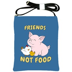 Friends Not Food - Cute Pig And Chicken Shoulder Sling Bags by Valentinaart