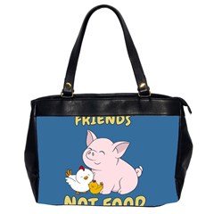 Friends Not Food - Cute Pig And Chicken Office Handbags (2 Sides)  by Valentinaart