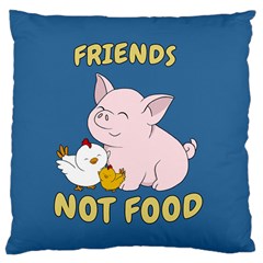 Friends Not Food - Cute Pig And Chicken Large Cushion Case (two Sides) by Valentinaart