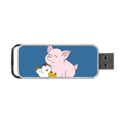 Friends Not Food - Cute Pig And Chicken Portable Usb Flash (two Sides) by Valentinaart