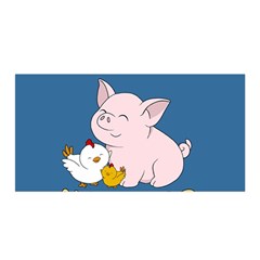 Friends Not Food - Cute Pig And Chicken Satin Wrap by Valentinaart