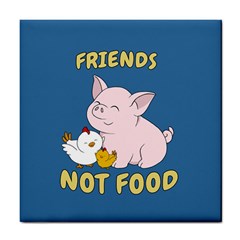 Friends Not Food - Cute Pig And Chicken Tile Coasters by Valentinaart