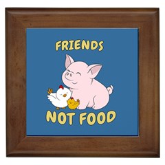 Friends Not Food - Cute Pig And Chicken Framed Tiles by Valentinaart