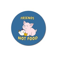 Friends Not Food - Cute Pig And Chicken Magnet 3  (round) by Valentinaart