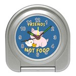 Friends Not Food - Cute Pig and Chicken Travel Alarm Clocks Front