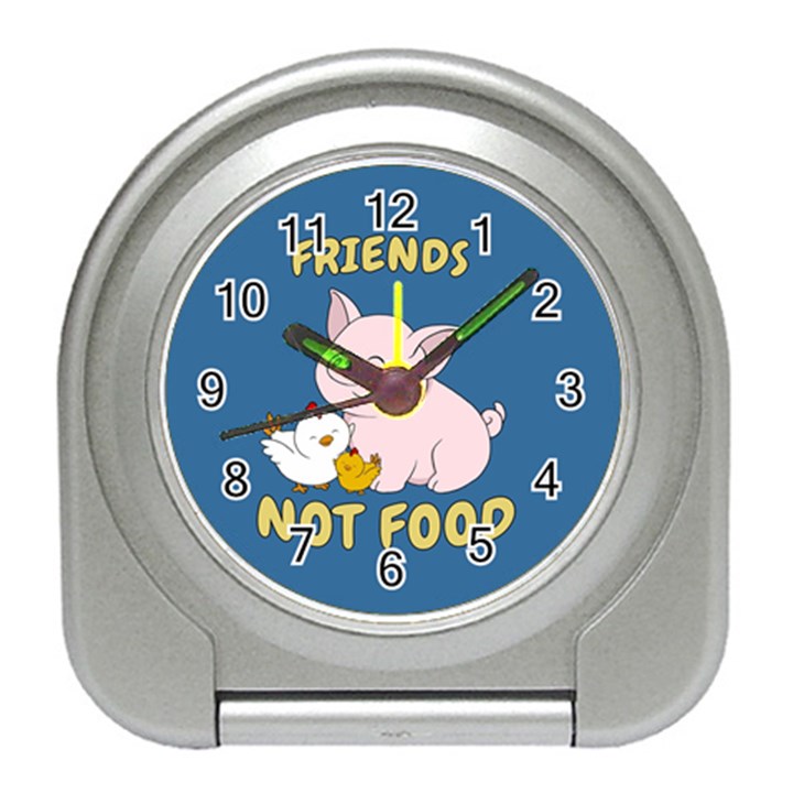 Friends Not Food - Cute Pig and Chicken Travel Alarm Clocks