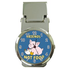 Friends Not Food - Cute Pig And Chicken Money Clip Watches by Valentinaart