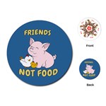 Friends Not Food - Cute Pig and Chicken Playing Cards (Round)  Front