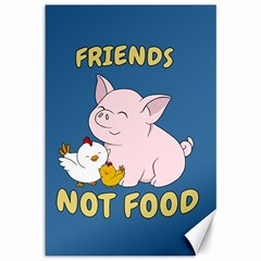 Friends Not Food - Cute Pig And Chicken Canvas 12  X 18   by Valentinaart