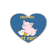 Friends Not Food - Cute Pig And Chicken Rubber Coaster (heart)  by Valentinaart