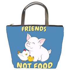 Friends Not Food - Cute Pig And Chicken Bucket Bags by Valentinaart