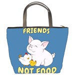 Friends Not Food - Cute Pig and Chicken Bucket Bags Back