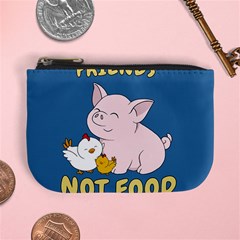 Friends Not Food - Cute Pig And Chicken Mini Coin Purses by Valentinaart