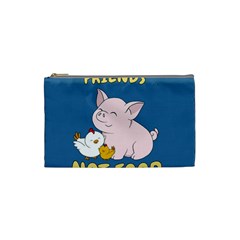 Friends Not Food - Cute Pig And Chicken Cosmetic Bag (small)  by Valentinaart