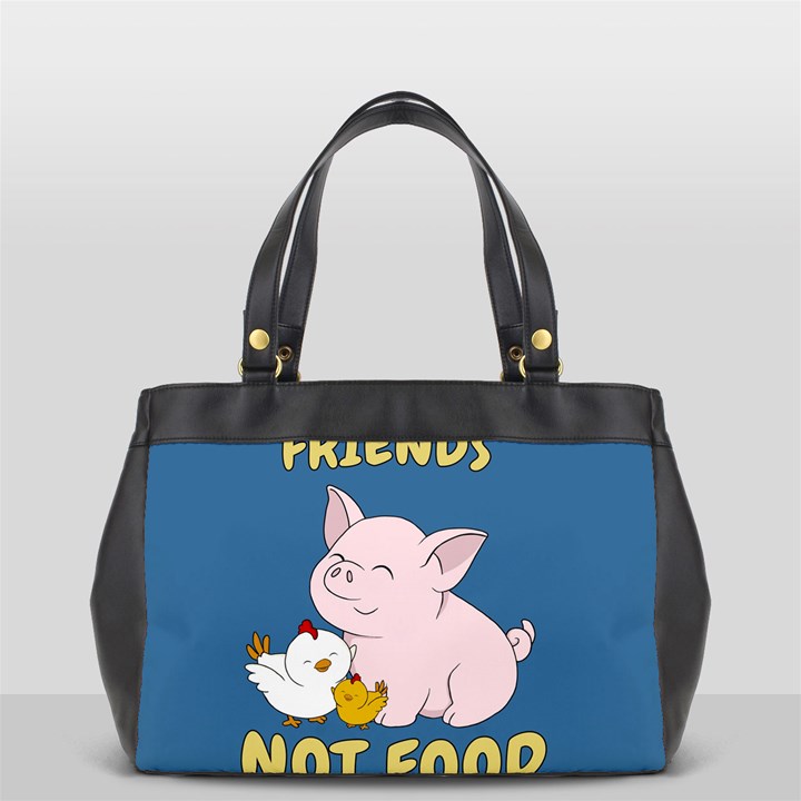 Friends Not Food - Cute Pig and Chicken Office Handbags (2 Sides) 