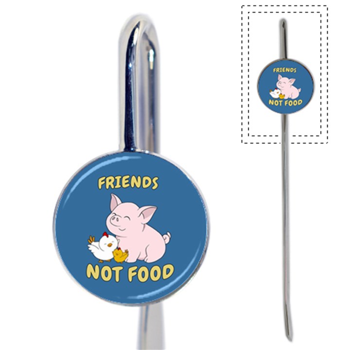 Friends Not Food - Cute Pig and Chicken Book Mark