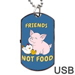 Friends Not Food - Cute Pig and Chicken Dog Tag USB Flash (Two Sides) Front