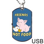 Friends Not Food - Cute Pig and Chicken Dog Tag USB Flash (Two Sides) Back