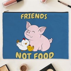 Friends Not Food - Cute Pig And Chicken Cosmetic Bag (xxxl)  by Valentinaart