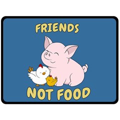 Friends Not Food - Cute Pig And Chicken Double Sided Fleece Blanket (large)  by Valentinaart