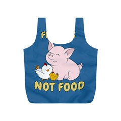 Friends Not Food - Cute Pig And Chicken Full Print Recycle Bags (s)  by Valentinaart