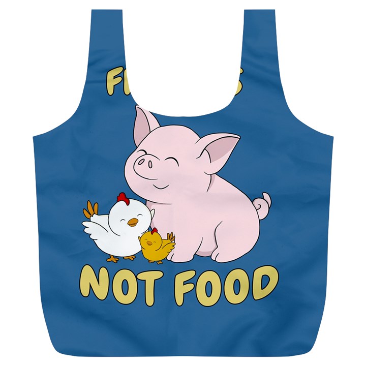 Friends Not Food - Cute Pig and Chicken Full Print Recycle Bags (L) 